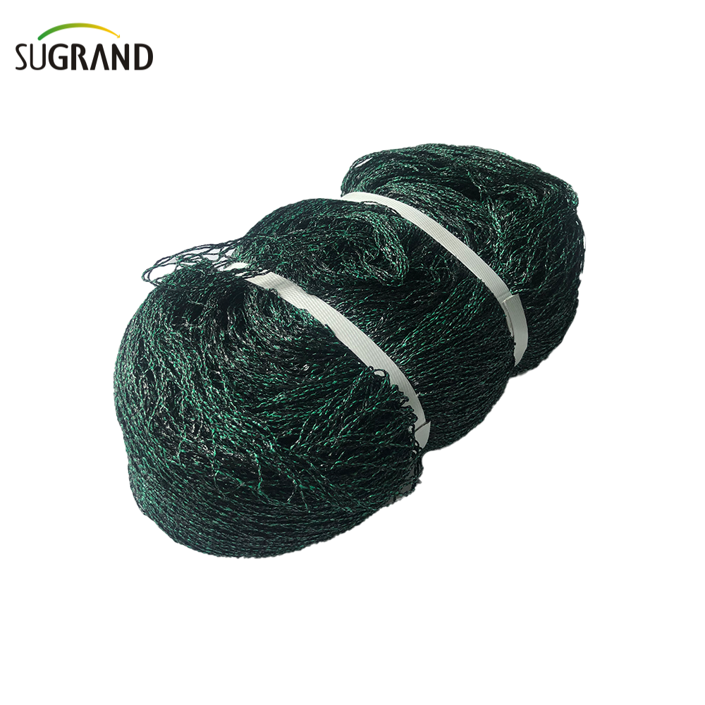 Rede de pássaros para árvores frutíferas em preto e verde malha de pombo