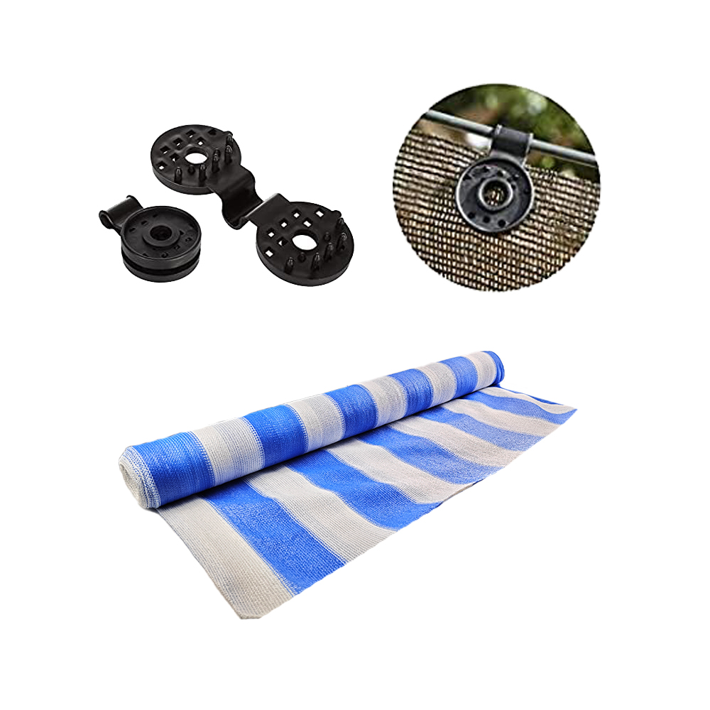 Rede de sombra azul para pérgola de jardim vegola cerca de estufa