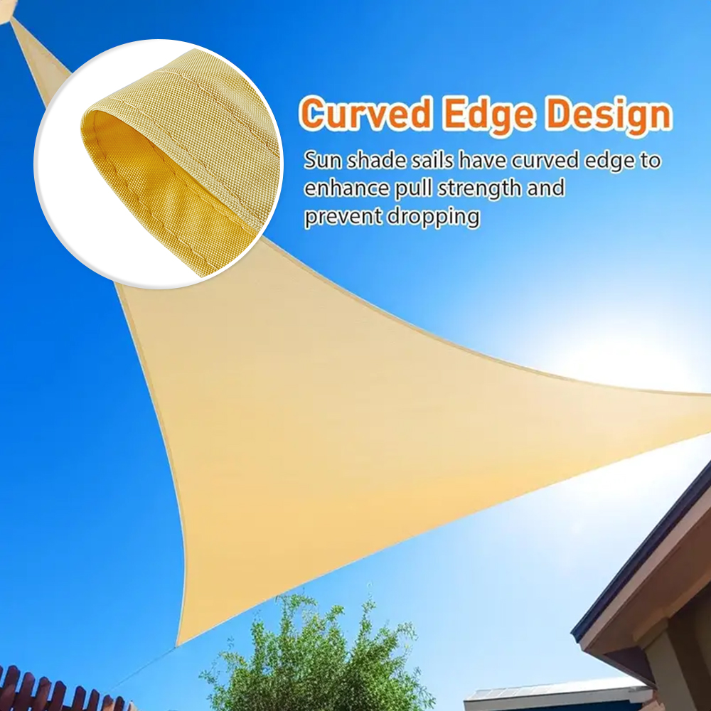 Polyester Yellow Sun Shade Sail com D-ring para o quintal dos pátios