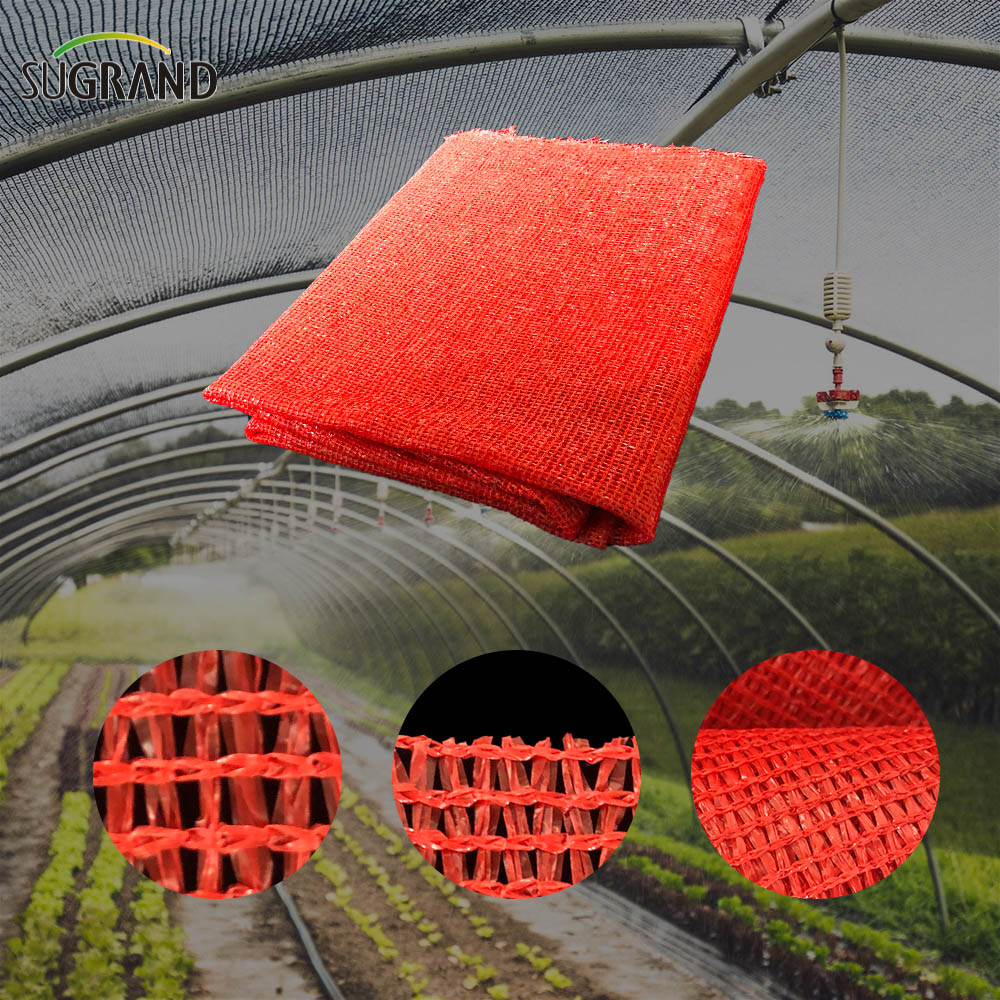 38 G/M Fita Duas Agulhas Red Shade Net HDPE Sun Shade Net 