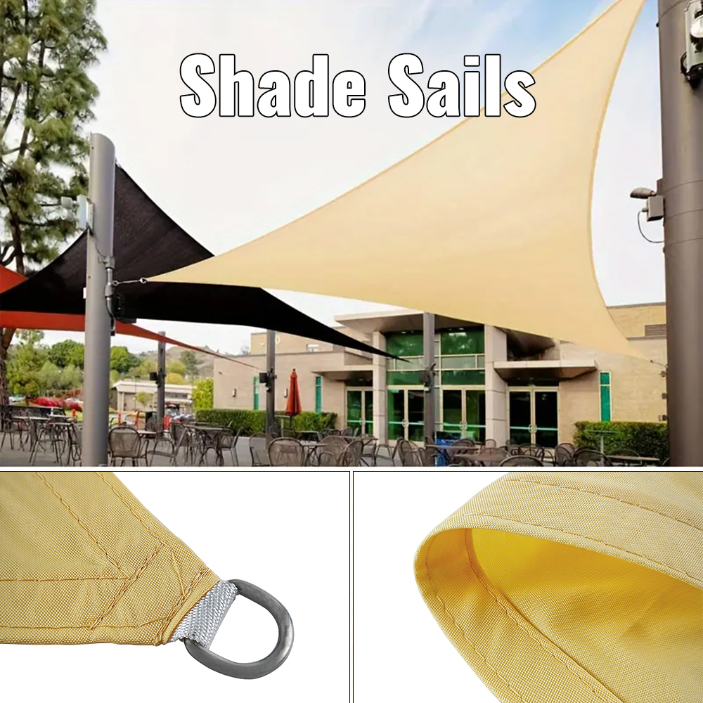 Polyester Yellow Sun Shade Sail com D-ring para o quintal dos pátios